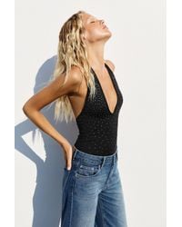 Pull&Bear - Rhinestone Halter Bodysuit - Lyst
