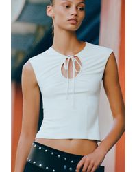 Pull&Bear - Gathered Tie-Neck Top - Lyst