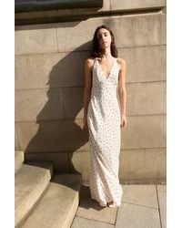 Pull&Bear - Satin Polka Dot Backless Dress - Lyst