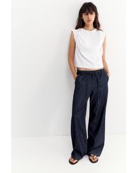 Pull&Bear - Denim Joggingbroek Met Lage Taille - Lyst