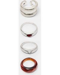Pull&Bear - Pack Of 6 Mixed Rings - Lyst