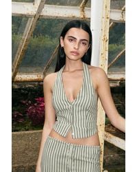 Pull&Bear - Top Misto Lino A Righe - Lyst