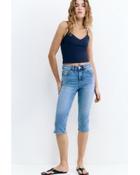 Pull&Bear - Mid-Waist Capris Jeans - Lyst