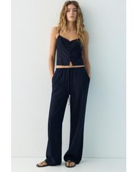 Pull&Bear - Linen Blend Jogger Trousers - Lyst