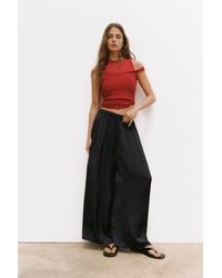 Pull&Bear - Satin Wide-Leg Trousers - Lyst