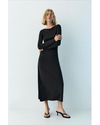 Pull&Bear - Fluid Draped Cupro Midi Dress - Lyst