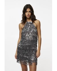 Pull&Bear - Short Sequinned Dress With Fringing - Lyst