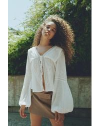 Pull&Bear - Weiße Bluse Mit Spitzenbesatz - Lyst