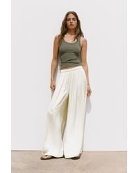 Pull&Bear - Satin Wide-Leg Trousers - Lyst