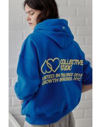 Pull&Bear - Felpa Blu Con Cappuccio E Cuori - Lyst