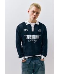 Pull&Bear - Graphic Knit Polo Shirt - Lyst