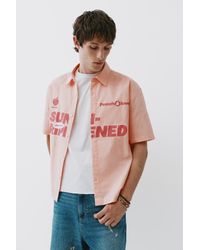 Pull&Bear - Hemd Mit Streifen Und Schriftzug - Lyst