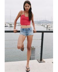Pull&Bear - Mini Shorts Di Jeans Con Doppi Bottoni - Lyst