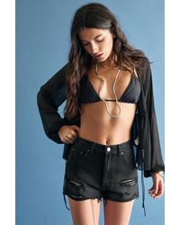 Pull&Bear - Denim Shorts With Frayed Hems - Lyst