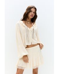 Pull&Bear - Ruffled Mini Skirt With Lace Hem - Lyst