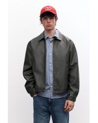 Pull&Bear - Washed Leather Effect Jacket - Lyst