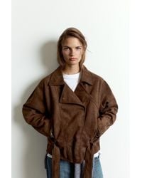 Pull&Bear - Short Faux Suede Trench Coat - Lyst