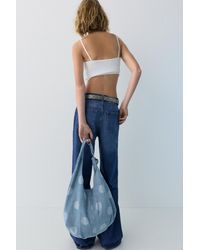 Pull&Bear - Denim Polka Dot Tote Bag - Lyst