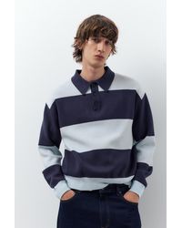 Pull&Bear - Paneled Knit Polo Shirt - Lyst