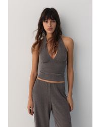 Pull&Bear - Halterneck Crepe Top - Lyst