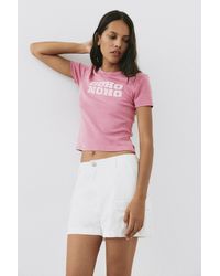 Pull&Bear - T-Shirt Met Craquelé Tekstprint - Lyst