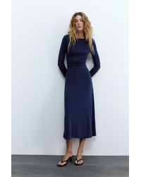 Pull&Bear - Draped Flowing Midi Dress - Lyst