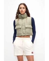 Pull&Bear - Cropped Puffer Gilet - Lyst