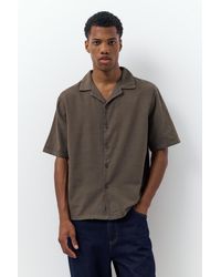 Pull&Bear - Short Sleeve Linen Blend Shirt - Lyst