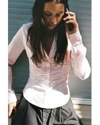 Pull&Bear - Fitted Gathered Poplin Shirt - Lyst