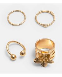 Pull&Bear - 4Er-Pack Ringe Mit Blume - Lyst