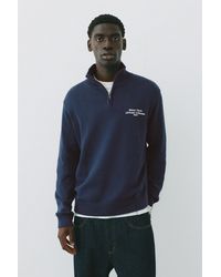 Pull&Bear - Sweat Col Zippé Broderie - Lyst