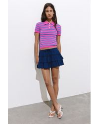 Pull&Bear - Denim Skort With Ruffles - Lyst