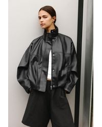 Pull&Bear - Leather Effect Balloon Jacket - Lyst