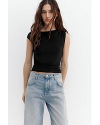 Pull&Bear - Gathered Asymmetric Top - Lyst