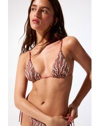 Pull&Bear - Triangel-Bikinioberteil Mit Zebramuster - Lyst