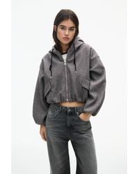 Pull&Bear - Cropped Felt Texture Bomber Jacket - Lyst