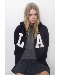 Pull&Bear - Hoodie With Zip And Graphic - Lyst