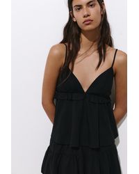 Pull&Bear - Strappy Ruffled Top With Linen - Lyst