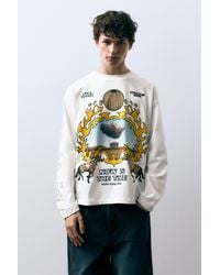Pull&Bear - Long Sleeve Graphic Print T-Shirt - Lyst