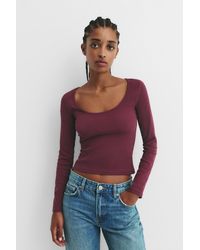 Pull&Bear - Ribbed Round Neck T-Shirt - Lyst