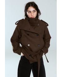 Pull&Bear - Kurzer Trenchcoat Aus Wollstoff Mit Gürtel - Lyst