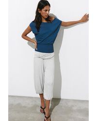 Pull&Bear - Short Sleeve Asymmetric Knit Top - Lyst