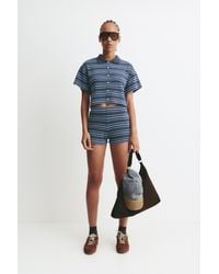Pull&Bear - Strick-Poloshirt Mit Streifen - Lyst