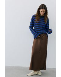 Pull&Bear - Satin Drawstring Midi Skirt - Lyst
