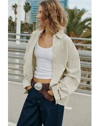 Pull&Bear - Camicia A Quadri Con Ricamo Sul Polsino - Lyst