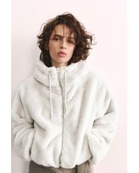 Pull&Bear - Faux Fur Jacket With Hood - Lyst