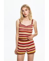 Pull&Bear - Striped Crochet Shorts - Lyst
