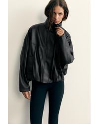 Pull&Bear - Leather-Effect Balloon Bomber Jacket - Lyst