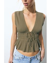 Pull&Bear - Crepe Top With Ties - Lyst