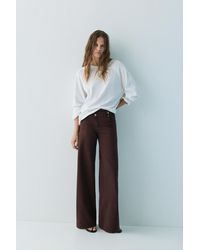 Pull&Bear - Wide Leg Jeans Mit Überkreuztem Bund - Lyst